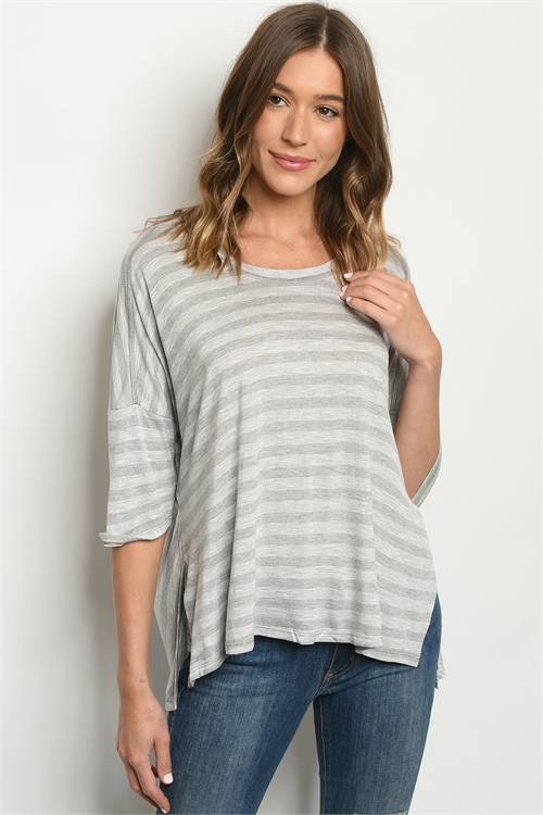 C94-A-1-T7392 GRAY STRIPES TOP 2-2-2