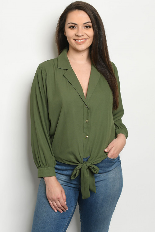 S22-1-3-T9976X OLIVE PLUS SIZE TOP 2-2-2