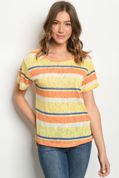 C42-B-1-T2344 YELLOW STRIPES TOP 2-2-2