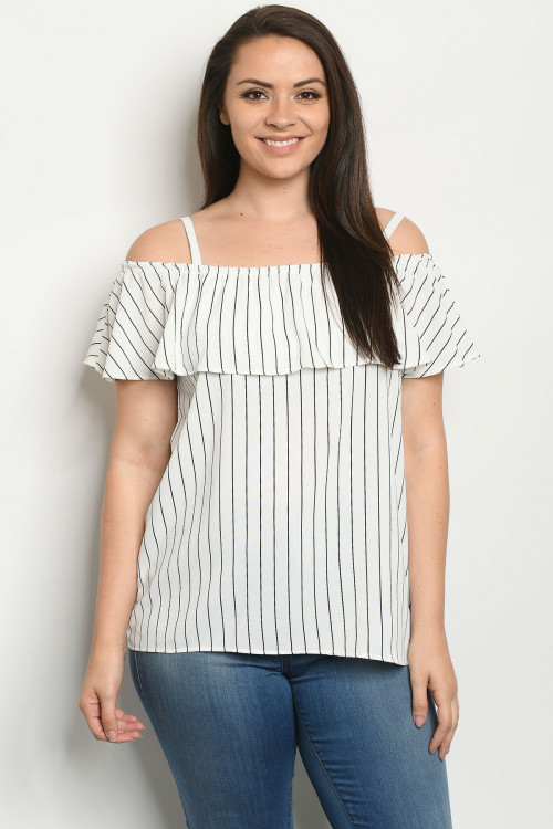 C33-A-1-T6965X OFF WHITE STRIPES PLUS SIZE TOP 2-3