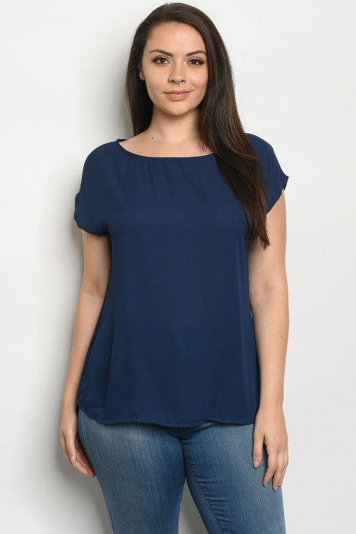 C6-A-1-T7134XA NAVY PLUS SIZE TOP 2-2-2