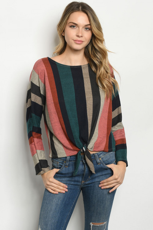 C78-B-1-TH6734 NAVY MULTI STRIPES TOP 2-2-2