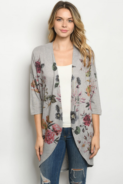 C88-A-1-C8101 GRAY FLORAL CARDIGAN 1-2-1