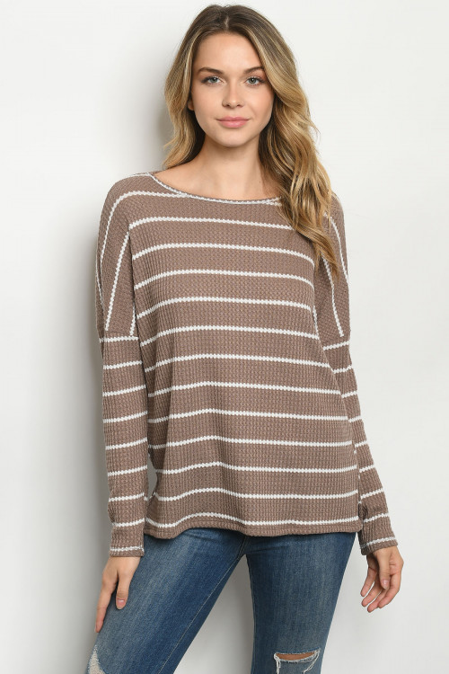 C88-A-1-T3061 BROWN STRIPES TOP 3-2-2