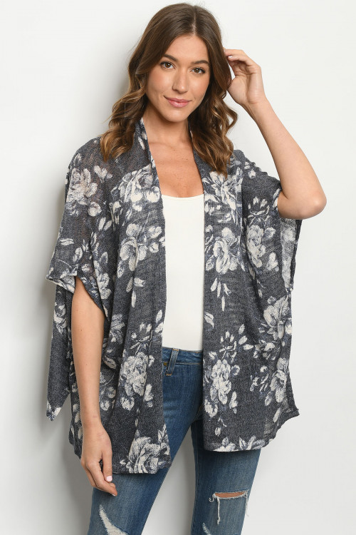 C80-A-1-C6128 NAVY FLORAL CARDIGAN 2-4