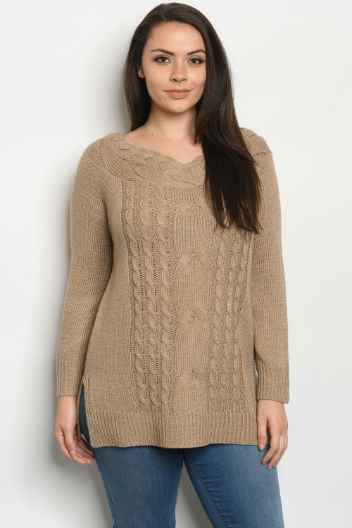 S19-12-3-S1072X MOCHA PLUS SIZE SWEATER 1-3