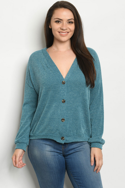S19-6-2-T8356X TEAL PLUS SIZE TOP 2-2-2