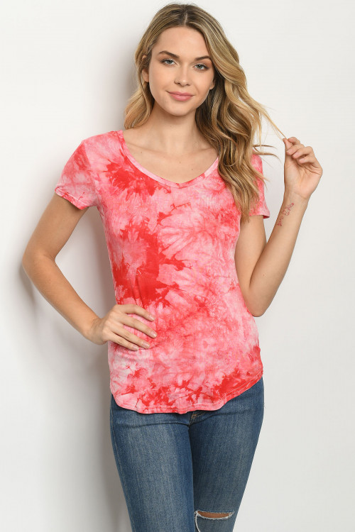 C1-B-1-T194299 RED TIE DYE TOP 1-2-2-2-2-2-1