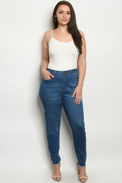 S11-15-1-J006X BLUE DENIM PLUS SIZE JEANS 4-4-4