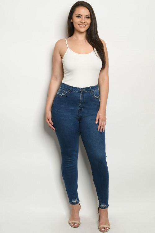 S15-9-2-J011X MEDIUM BLUE DENIM PLUS SIZE JEANS / 3PCS