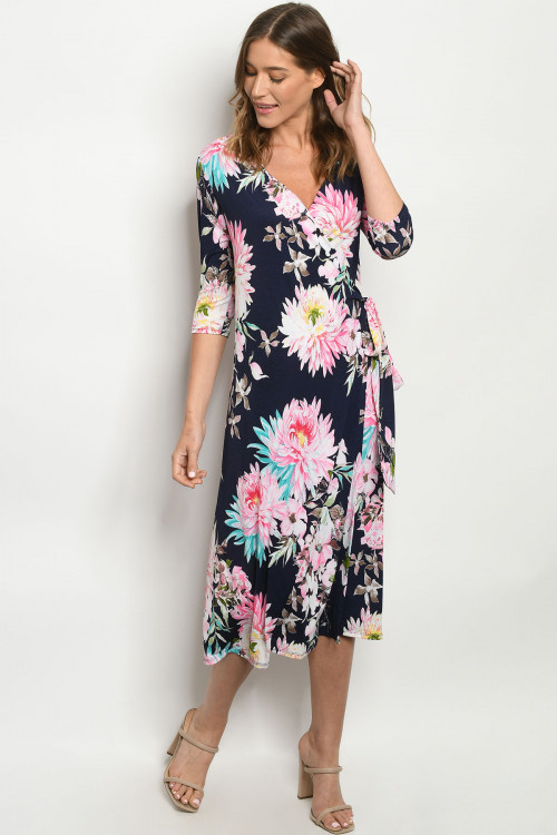 S9-4-2-D1239 NAVY FLORAL DRESS 2-2-2