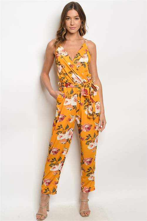 S14-6-2-J6341 MUSTARD FLORAL JUMPSUIT 2-2-2