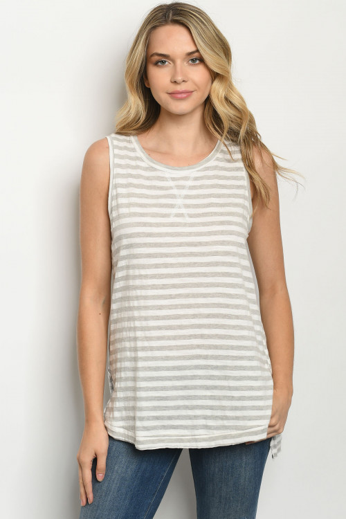 S14-9-3-T0460 GRAY STRIPES TOP 3-2-2