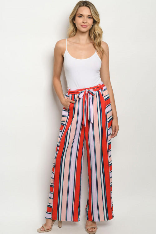 S15-1-2-P54116 TOMATO BLUSH STRIPES PANTS 2-2-2