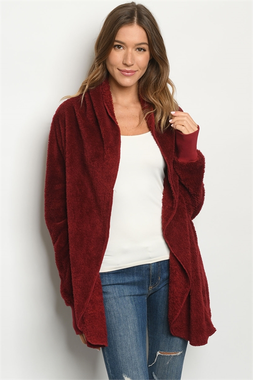 S10-15-2-C9213 BURGUNDY CARDIGAN 2-1-1