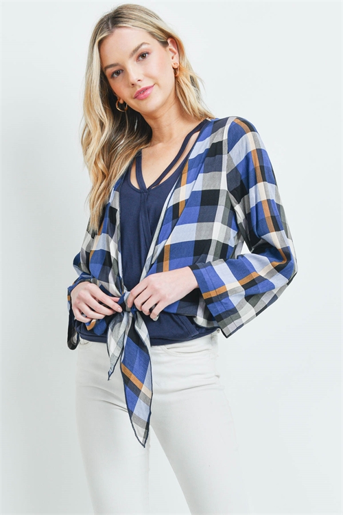 S11-18-2-T13661 NAVY CHECKERED TOP 2-2-2