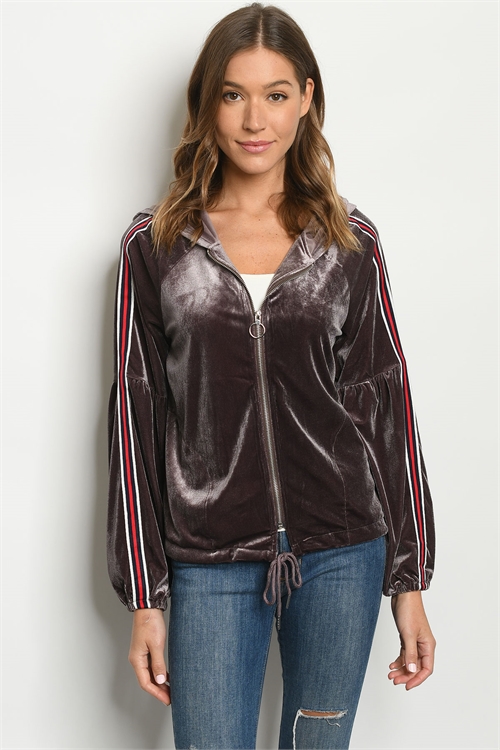 S15-2-1-J90750 PLUM VELVET JACKET 2-2-2