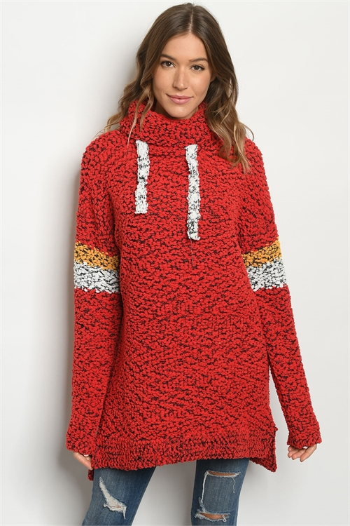 S25-8-1-SMCT1016 RED BLACK SWEATER 2-2-2