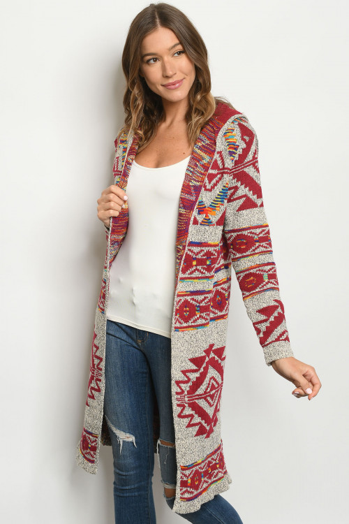 S25-8-1-C6131 BURGUNDY OATMEAL CARDIGAN 3-3