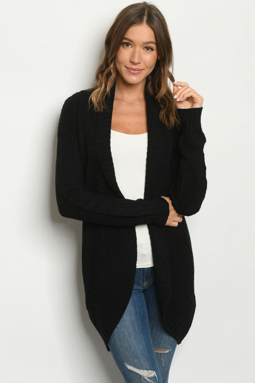 S21-7-3-C2414 BLACK CARDIGAN / 3PCS