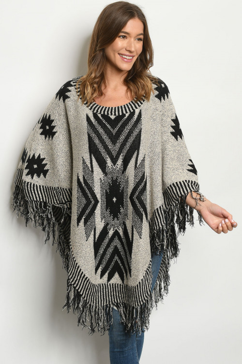 S23-12-4-P1711 SAND BLACK PONCHO / 6PCS