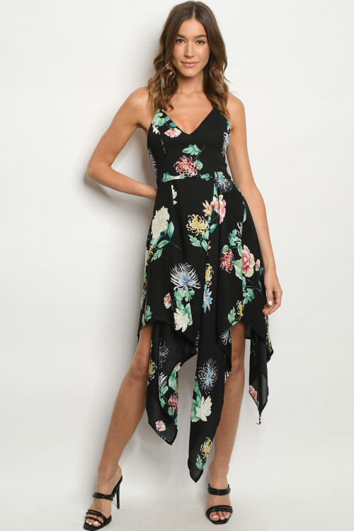 S23-10-1-D8797 BLACK FLORAL DRESS 3-2-1