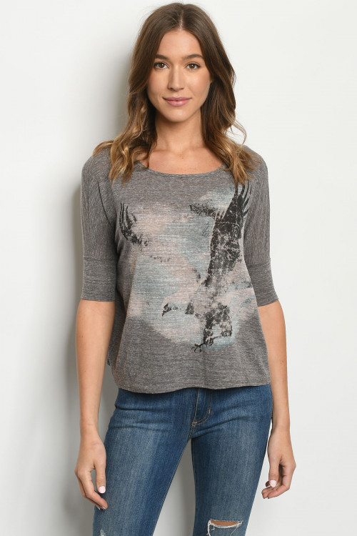 C101-B-1-T3171 CHARCOAL PRINT TOP 2-2-2