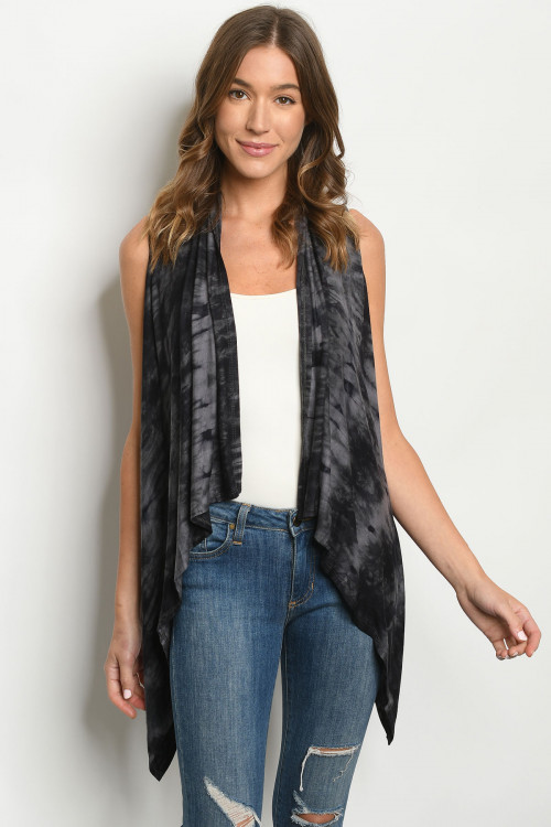 C87-A-3-V7374 CHARCOAL BLACK TIE DYE VEST 2-2-2