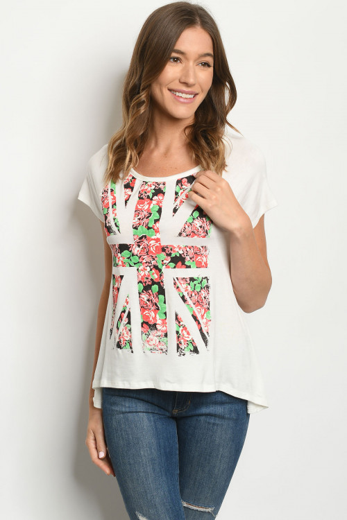 C83-A-1-T4298 IVORY PRINT TOP 2-2-2