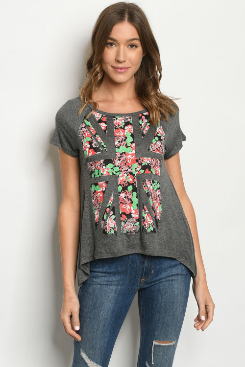 C81-A-1-T4298 CHARCOAL PRINT TOP 2-2-2