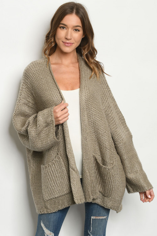 S25-8-1-C12315 TAUPE CARDIGAN / 6PCS