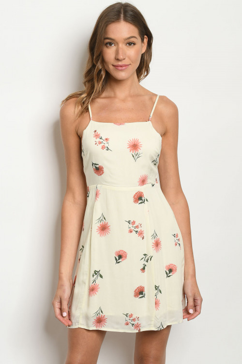 S15-8-1-D20857 CREAM FLORAL DRESS 2-2-2