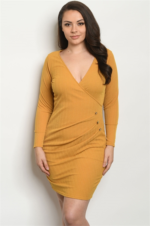 C17-A-2-D991X MUSTARD PLUS SIZE DRESS 2-2-2