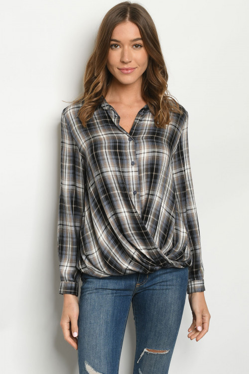S17-10-4-T1275 GRAY CHECKERED TOP 1-1-1