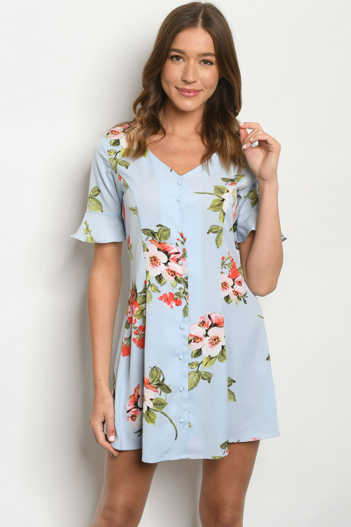 S13-9-1-D2945 BLUE FLORAL DRESS 2-2-2