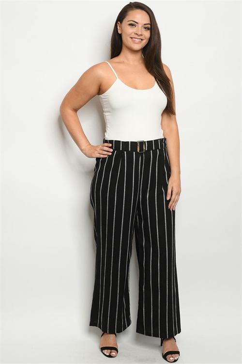 S19-11-2-P4366X BLACK STRIPES PLUS SIZE PANTS 3-2-2