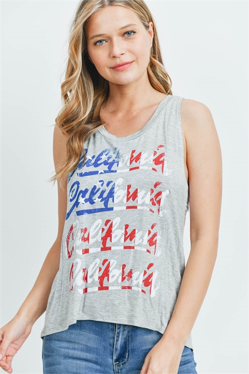 S17-3-1-T124026 GRAY "CALIFORNIA" PRINT TOP 1-1-1