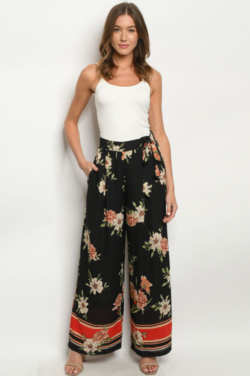 S19-11-2-P4723 BLACK FLORAL PANTS 3-2-2