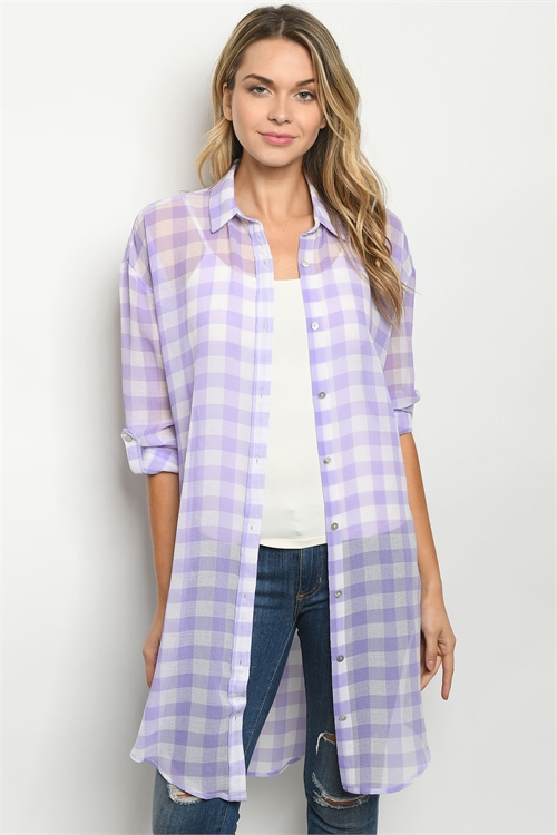 S20-9-3-T7115 LAVENDER CHECKERED CARDIGAN 4-3