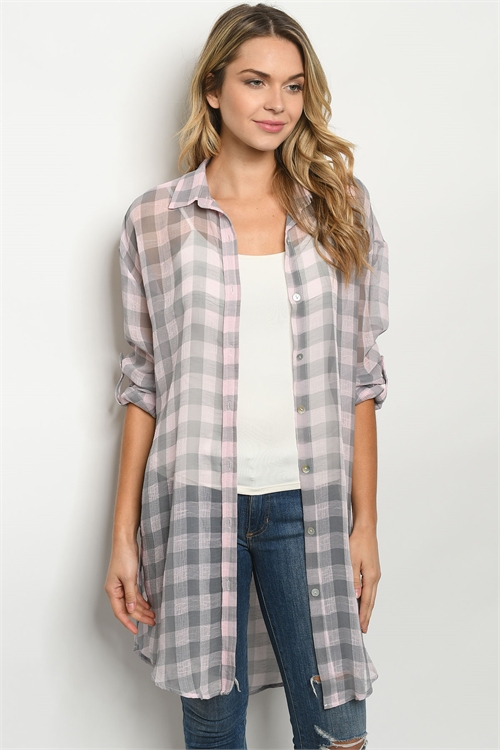 S20-12-3-T7115 PINK CHECKERED CARDIGAN 4-3