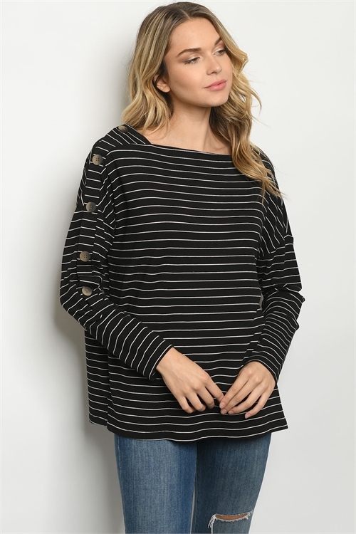 S11-18-4-T170366 BLACK STRIPES TOP 2-2-2