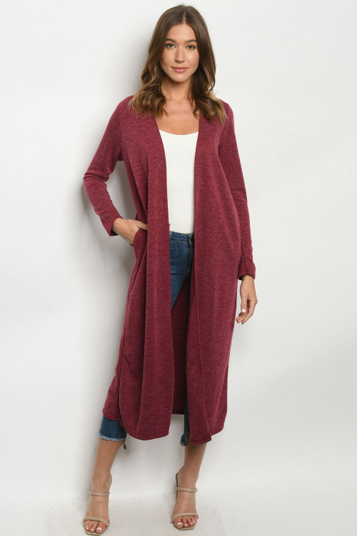 C43-A-1-C12708 BURGUNDY CARDIGAN 2-1-1