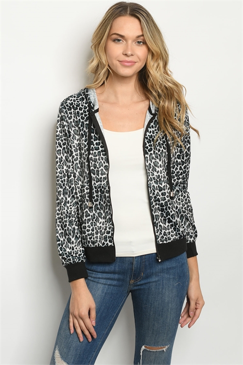 S21-1-3-J1011 SILVER BLACK ANIMAL PRINT JACKET 2-2-2