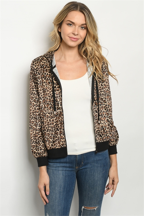 S17-9-1-J1011 GOLD BROWN ANIMAL PRINT JACKET 1-1-1