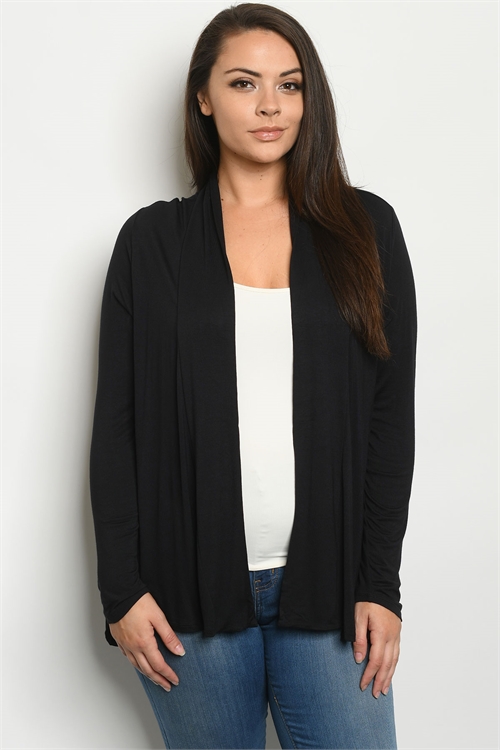 S6-2-1-C1125X BLACK PLUS SIZE CARDIGAN 2-2-2