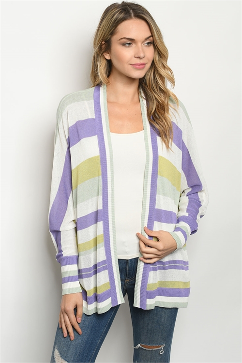 S15-5-1-C90111 LAVENDER MULTI CARDIGAN 3-2-1