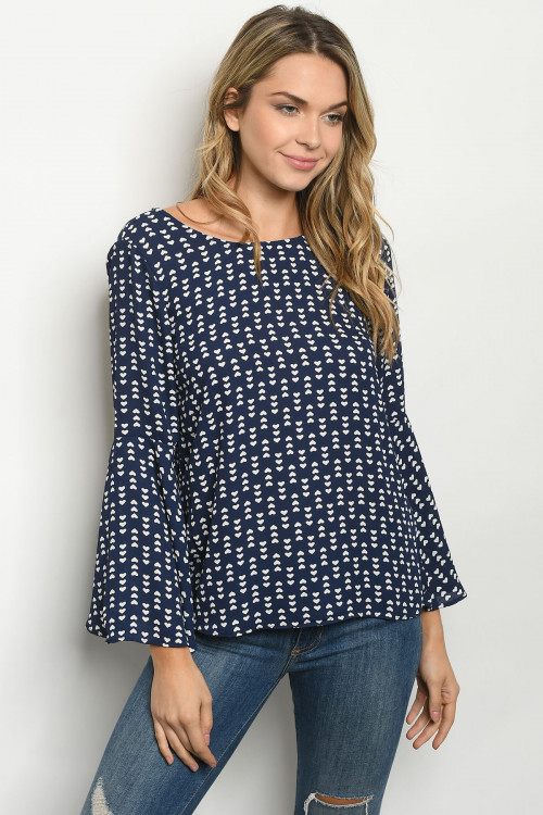 S22-8-2-T59132 NAVY WHITE PINK TOP 2-2-2