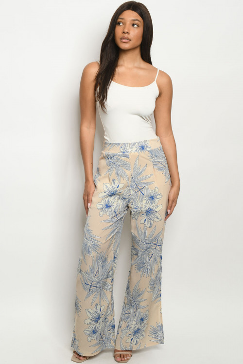 S12-11-2-P172 BEIGE WITH FLOWER PRINT PANTS 2-2-2