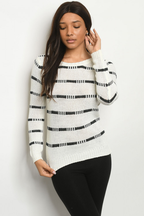 S24-6-3-S2296 IVORY BLACK SWEATER 3-3