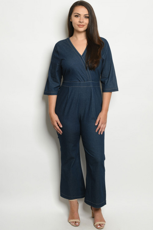 S24-5-2-J51787X BLUE DENIM PLUS SIZE JUMPSUIT 2-2-2